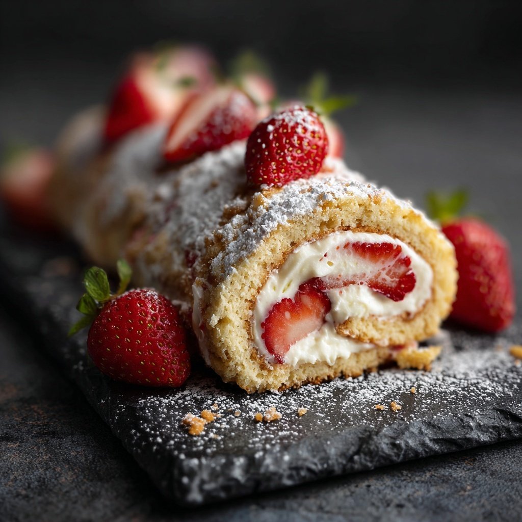 Erdbeer Mascarpone Biskuitrolle