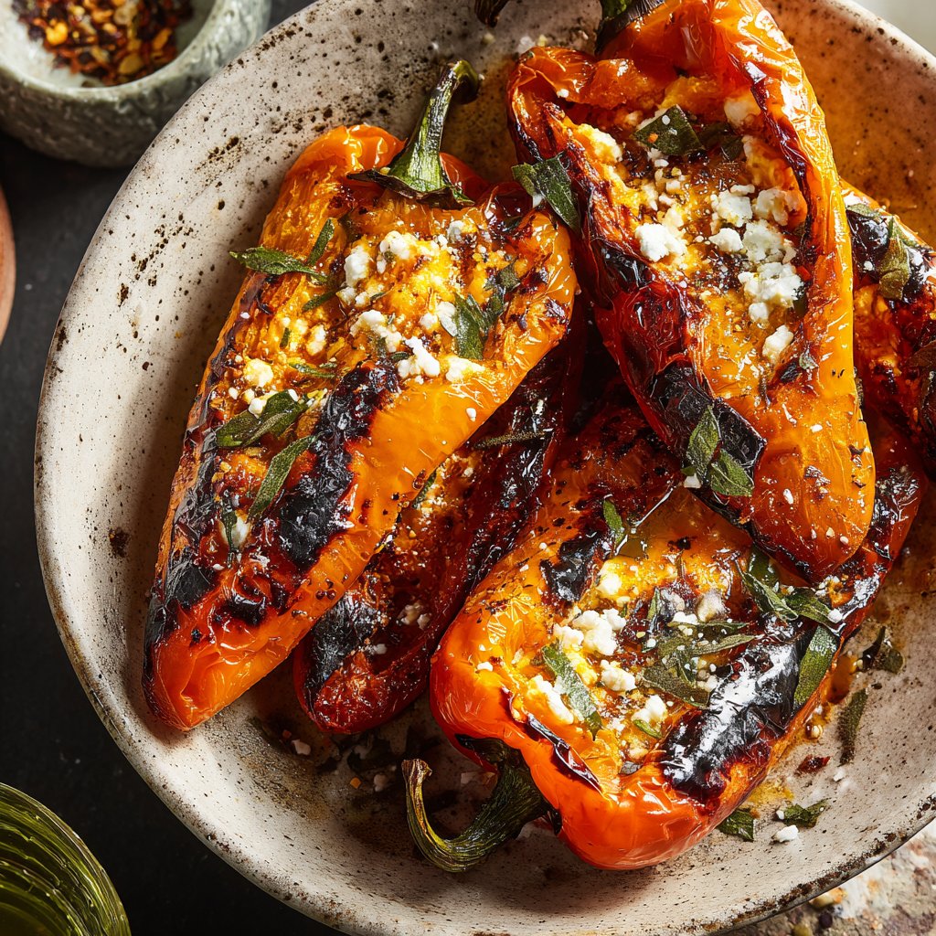 Gegrillte Paprika Mit Feta