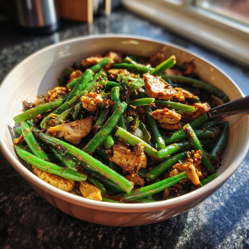 Kalorienarme Hähnchenpfanne Mit Grünen Bohnen